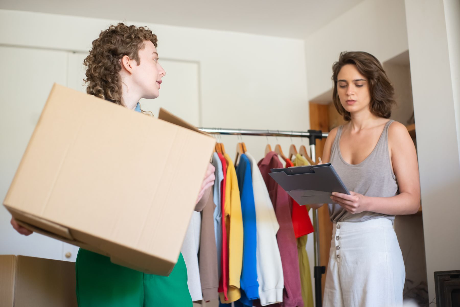 Retailers preparing clothing and inventory